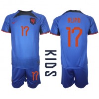 Echipament fotbal Olanda Daley Blind #17 Tricou Deplasare Mondial 2022 pentru copii maneca scurta (+ Pantaloni scurti)
